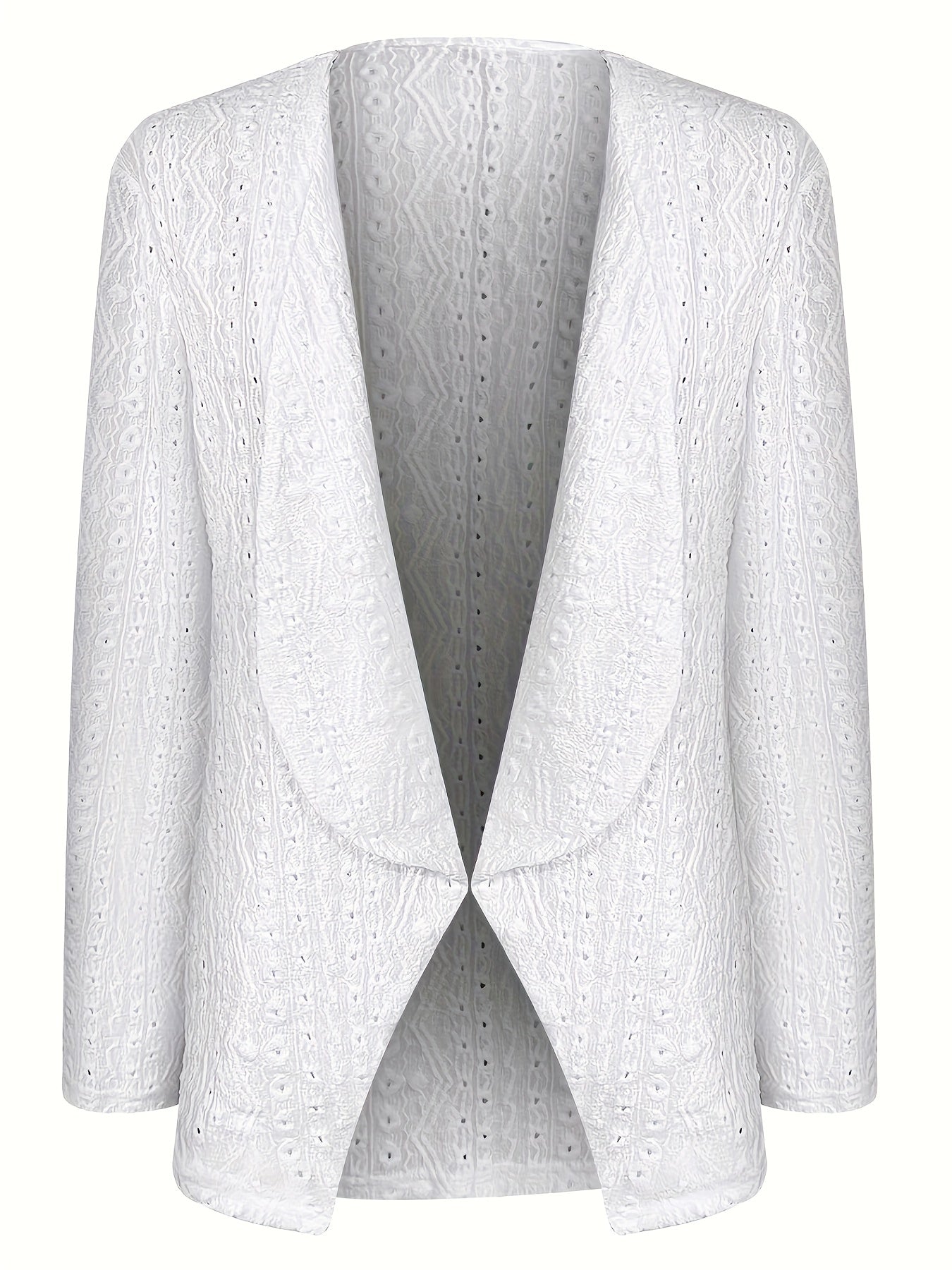 Eyelet Open Front Blazer Casual Lapel Long Sleeve Outwear