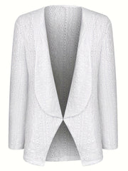 Eyelet Open Front Blazer Casual Lapel Long Sleeve Outwear