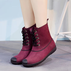 Women's Lace-Up Short Rain Boots Waterproof Non-Slip Shoes