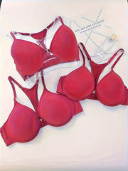 3pcs Front Buckle Push Up Bras Breathable T Shirt Bra Women's Lingerie
