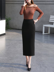 Solid Slim Maxi Pencil Skirt for Women Office Casual Wear