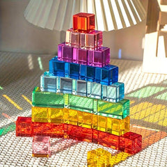 Acrylic Transparent Building Blocks Cube Rainbow Puzzle Toy