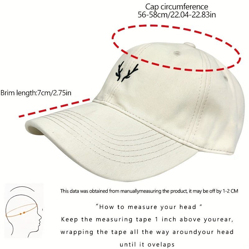 Embroidered Antlers Light Men's Baseball Cap