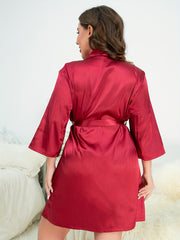 Satin Long Sleeve Open Front Sleepwear Robe