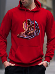 Anime Astronaut DJ Print Hoodie - Men's Graphic Pullover Hoodie