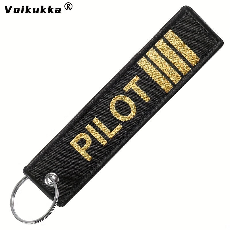 Golden Letters Pilot Boths Embroidery Keychain Motorcycle Accessories