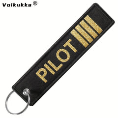 Golden Letters Pilot Boths Embroidery Keychain Motorcycle Accessories