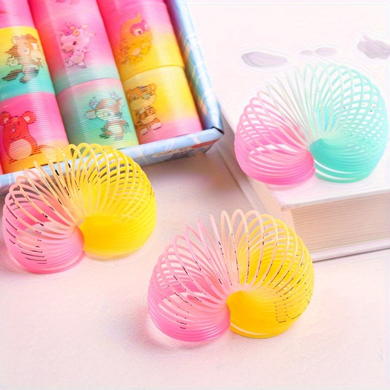 24pcs Mini Plastic Rainbow Circle Cartoon Spring Circle Party Gift