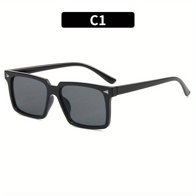 Rectangle Sunglasses Rivet Decor Glasses UV400