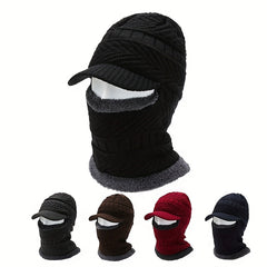 Men's Winter Plus Velvet Knitted Hat Neck Protection Windproof Woolen Warm Hat