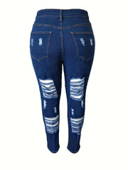 Solid Ripped High Rise Skinny Jeans
