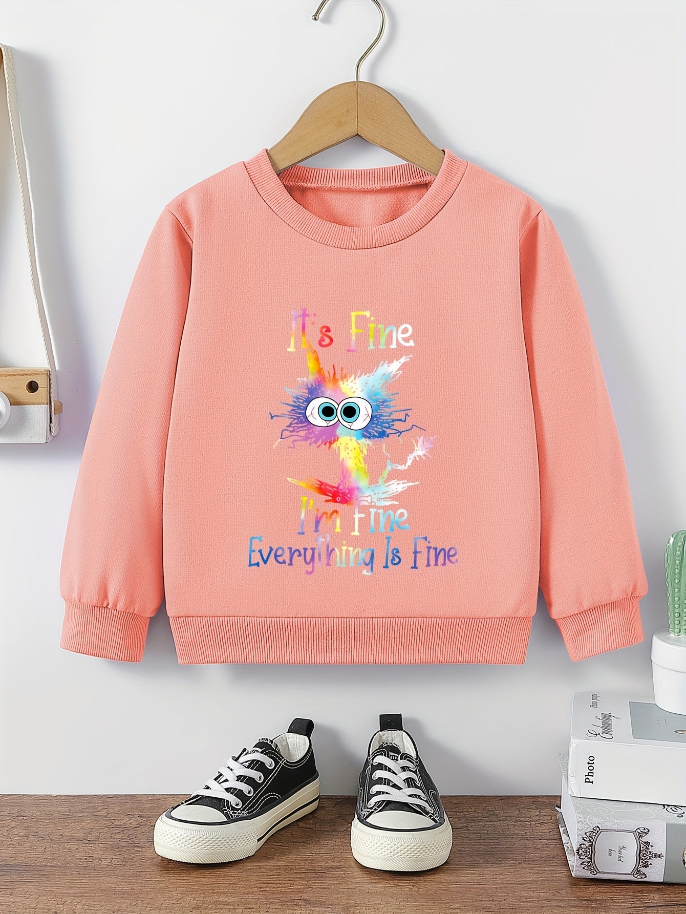 Girls Cat Graphic Sweatshirt - Comfy Casual Kids Active Pullover Top
