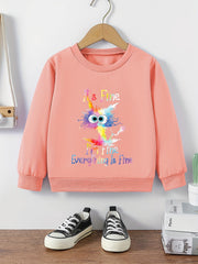 Girls Cat Graphic Sweatshirt - Comfy Casual Kids Active Pullover Top