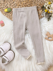 Toddler Baby Girls Tights Lace Trim Ribbed Knit Leggings Kids Clothes