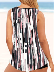Graphic Print Tankini Set with Shorts Swimsuit