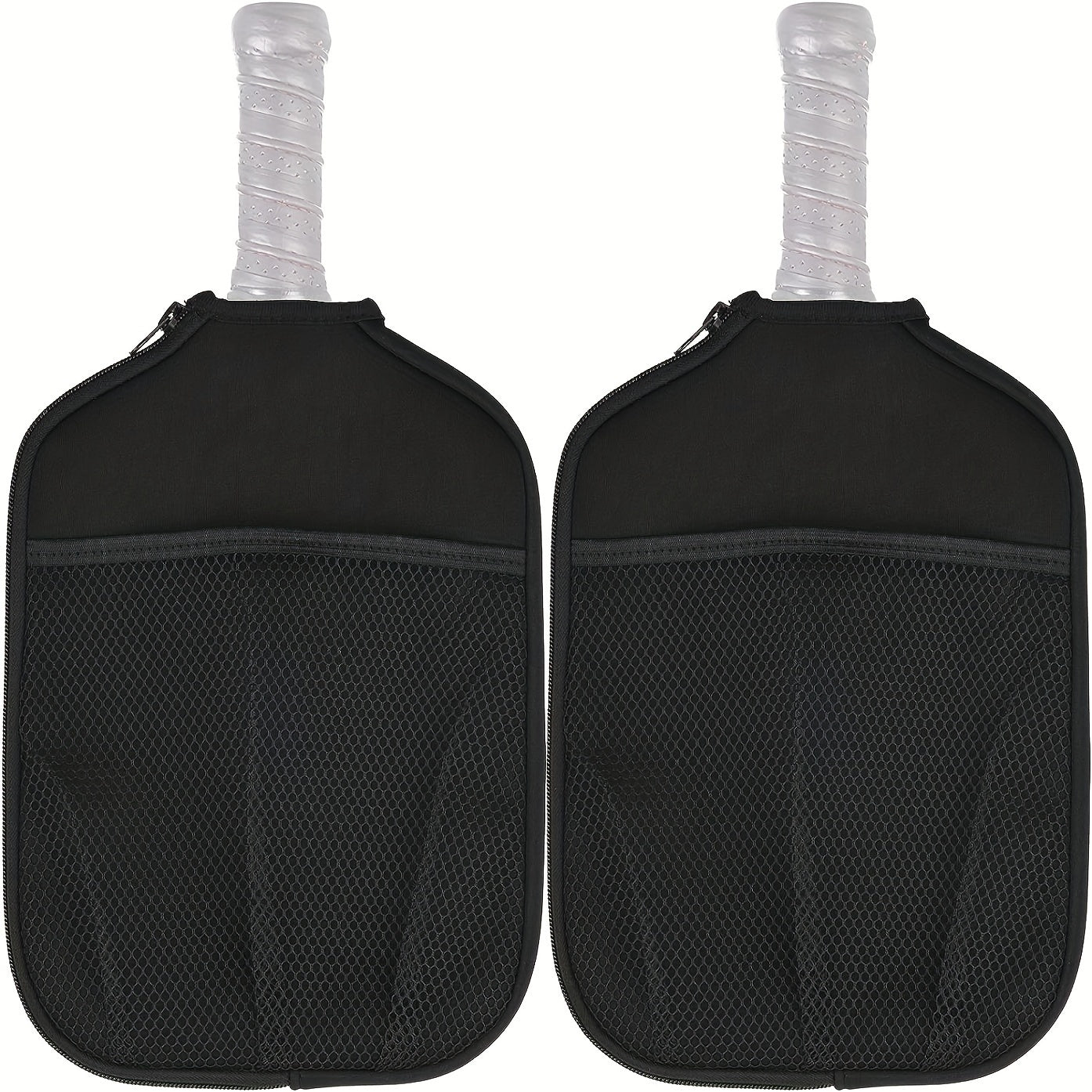 2pcs Pickleball Bag Cover Mesh Pocket Rubber Material Paddle Cover