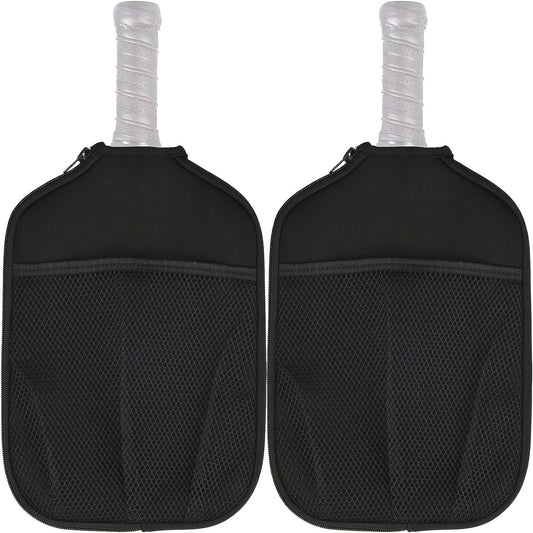 2pcs Pickleball Bag Cover Mesh Pocket Rubber Material Paddle Cover