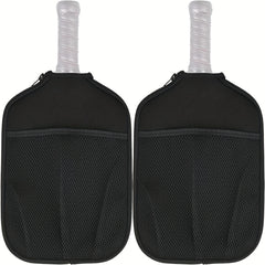 2pcs Pickleball Bag Cover Mesh Pocket Rubber Material Paddle Cover