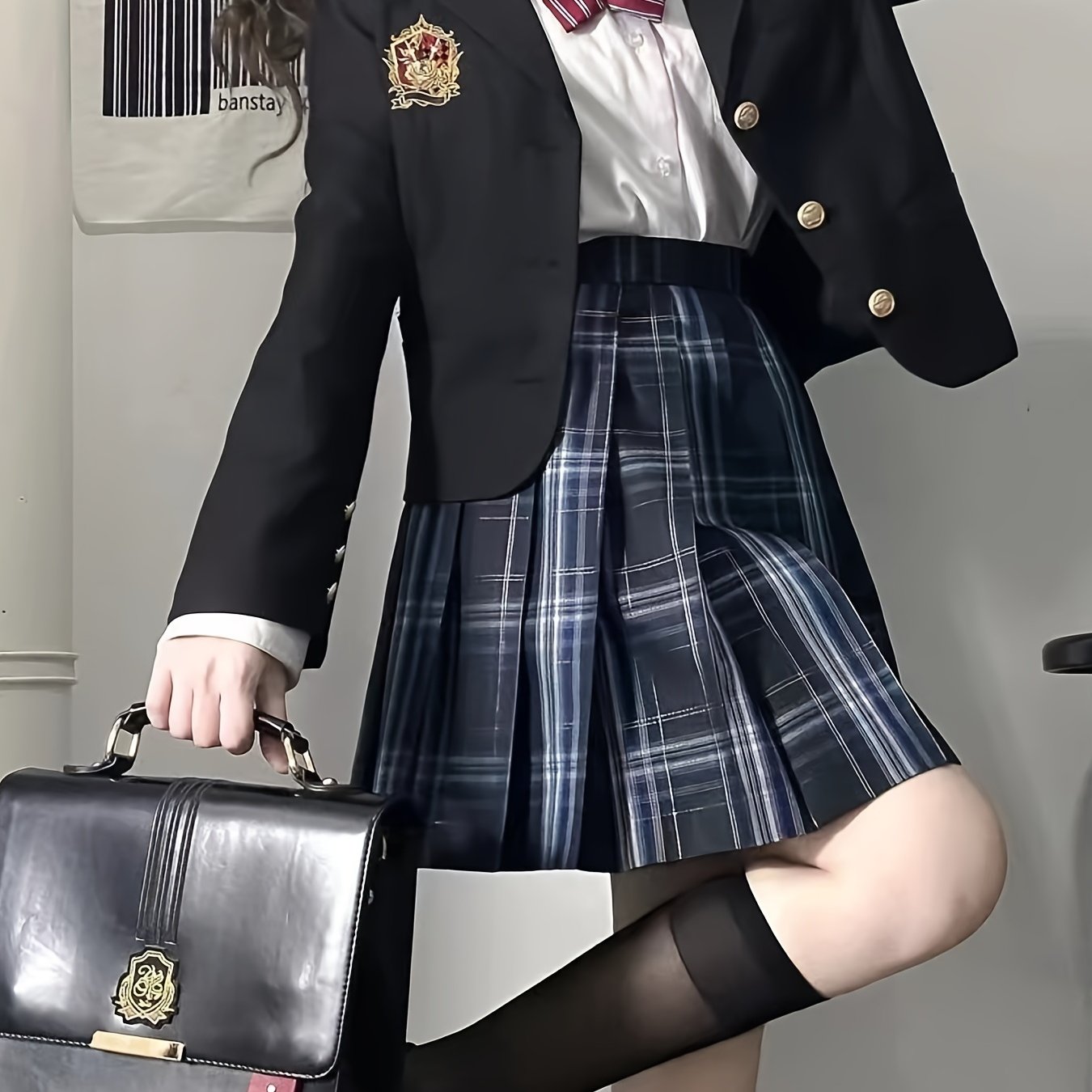 Embroidered 'JK' Uniform Blazer Jacket Preppy Style