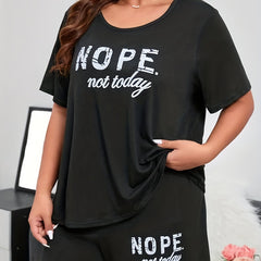 Slogan Lounge Set: Tee & Shorts Pajama