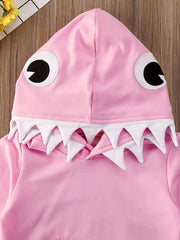 Cartoon Shark Print Hoodie Pullover Top for Kids