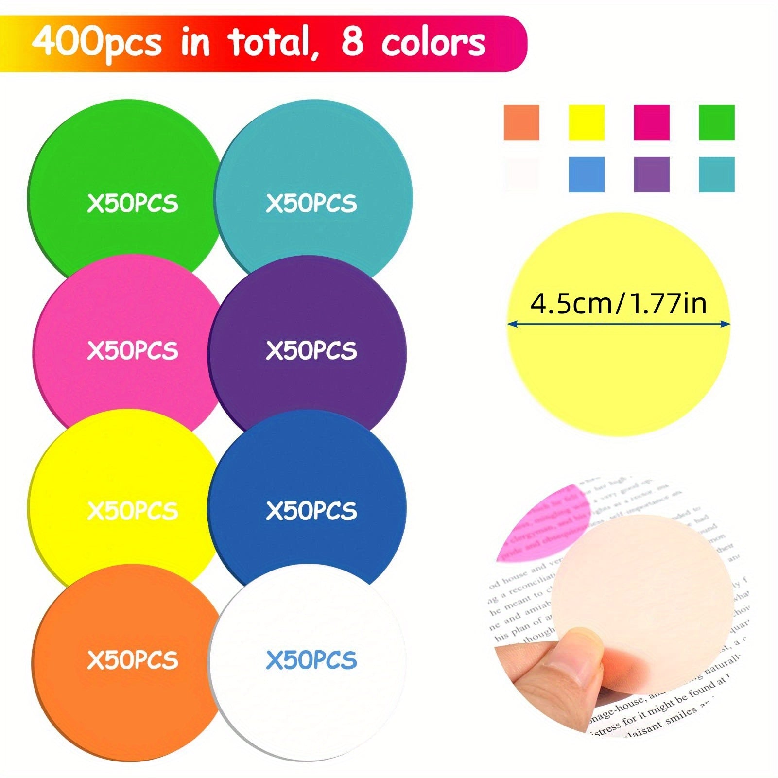 400 Sheets 8pcs Round Index Stickers Set G473