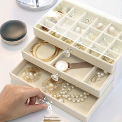 Transparent Jewelry Box Earring Ring Storage Box Drawer Style Necklace Brace