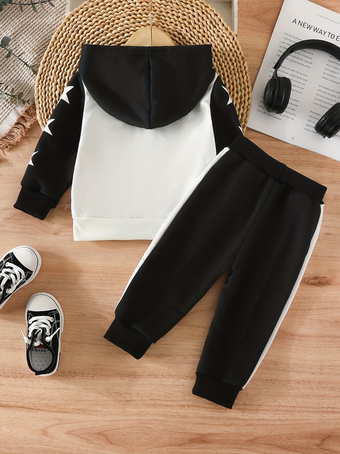 2pcs Block Outfit Long Sleeve Toddler Baby Sports Casual Suit