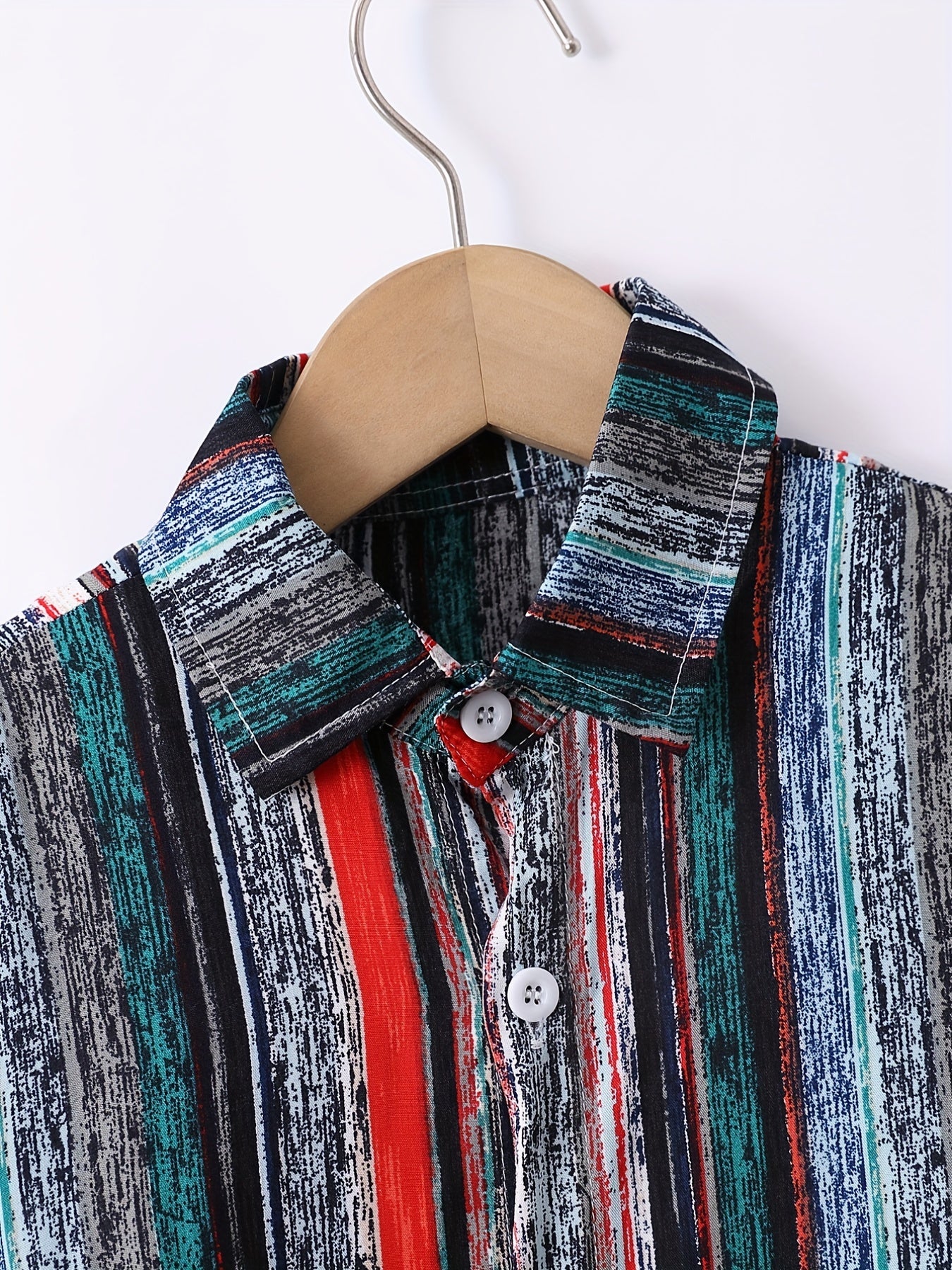 Block Print Boys Shirt Casual Short Sleeve Button Down Lapel Shirt Boys