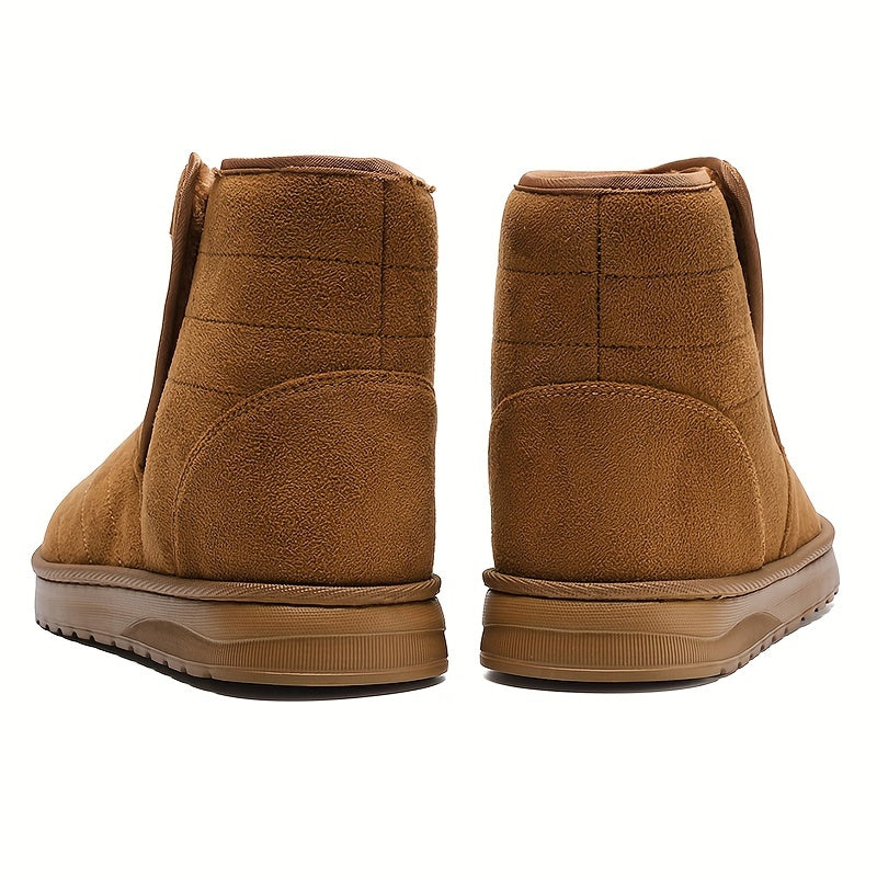 Thermal Fur Lined Snow Boots Suede Mid Calf Boots Round Toe Warm Winter Boots