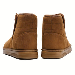 Thermal Fur Lined Snow Boots Suede Mid Calf Boots Round Toe Warm Winter Boots