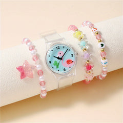 Kids Flamingo Pattern Cartoon Watch Set