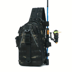 Fishing Backpack with Rod Holder Tackle Box Bag