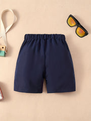 Boys Solid Elastic Waist Shorts for Summer Outdoor