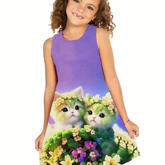 Adorable Kitten Sleeveless Dress - Perfect Birthday Gift For Girls