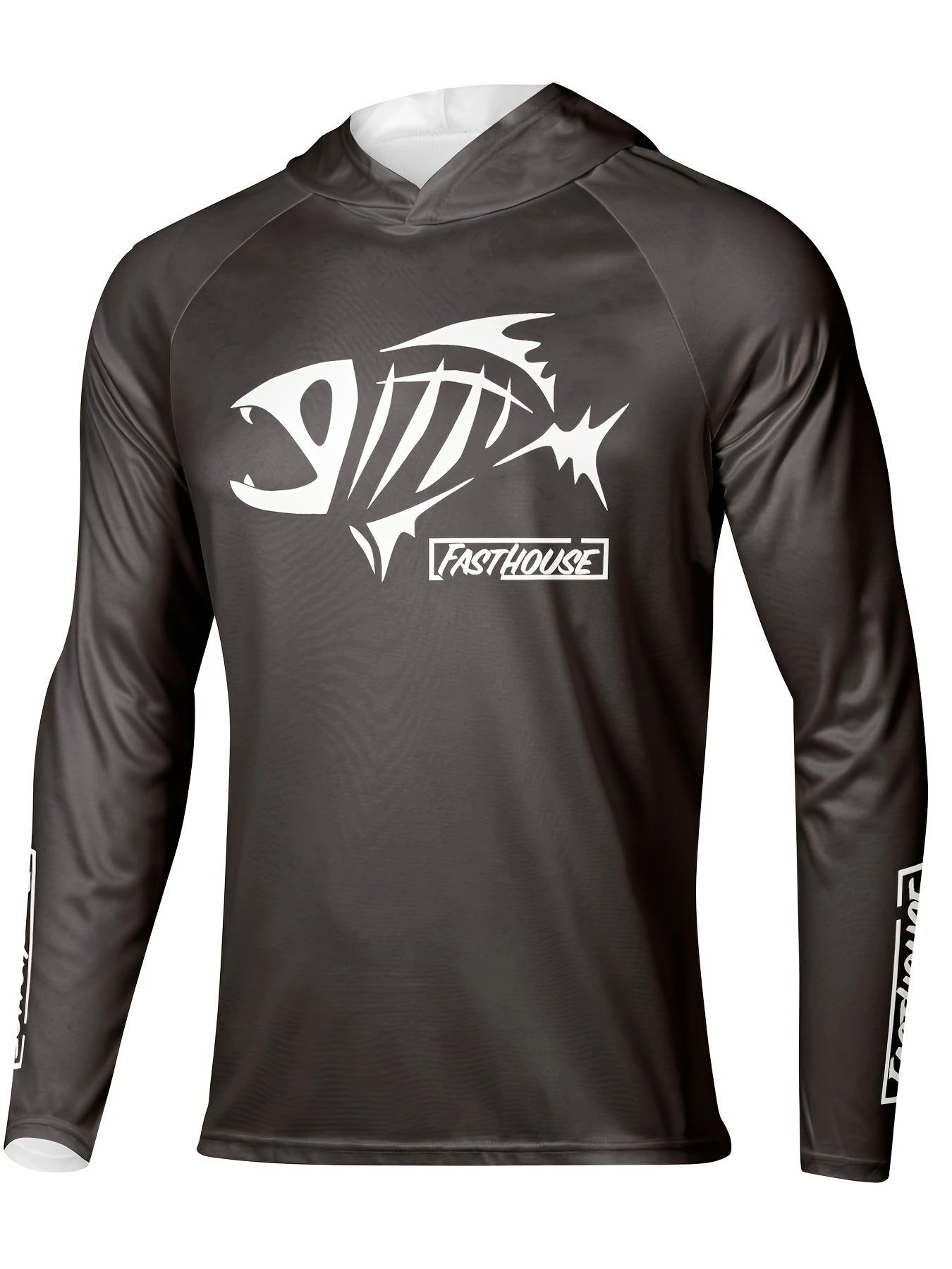 Fish Bone Print UV Protection Men's Hoodie for Gym Running