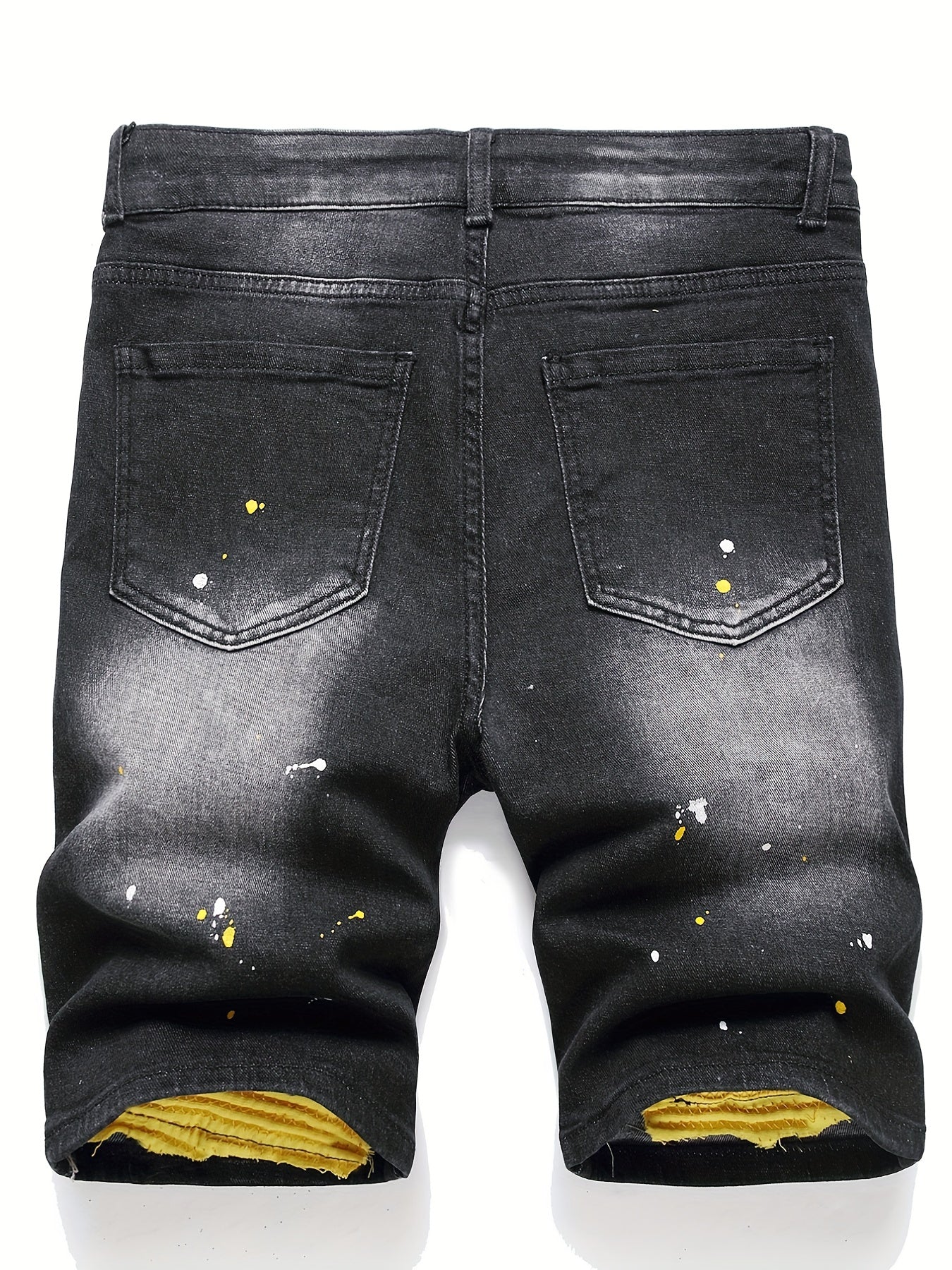 Men's Spray Painted Ripped Denim Shorts