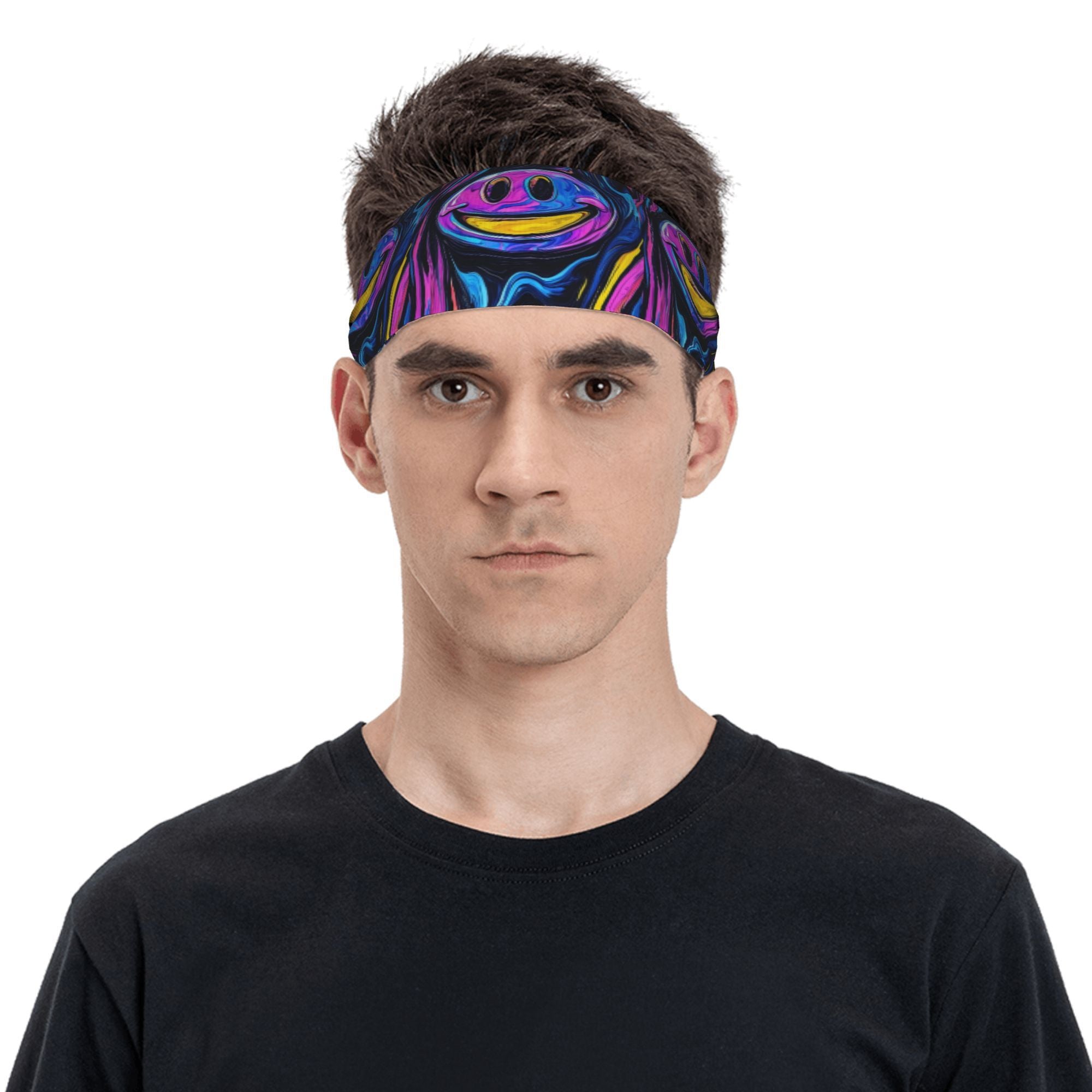 Smile Unisex Sports Headband Psychedelic Sweat Wicking Stretchy Polyester Band