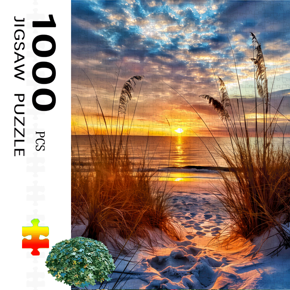 1000pcs Beach Sunset Jigsaw Puzzle Challenging DIY Brain Teaser