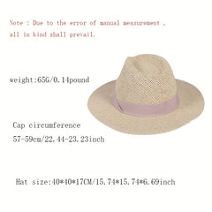 French Style Straw Hat Lightweight Foldable Summer Beach Hat