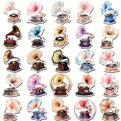 50pcs Retro Cartoon Phonograph Graffiti Stickers for Mobile Phone Skateboard