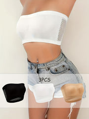 3pcs Strapless Bandeau Bras Cut Out Stretch Bra Women's Lingerie