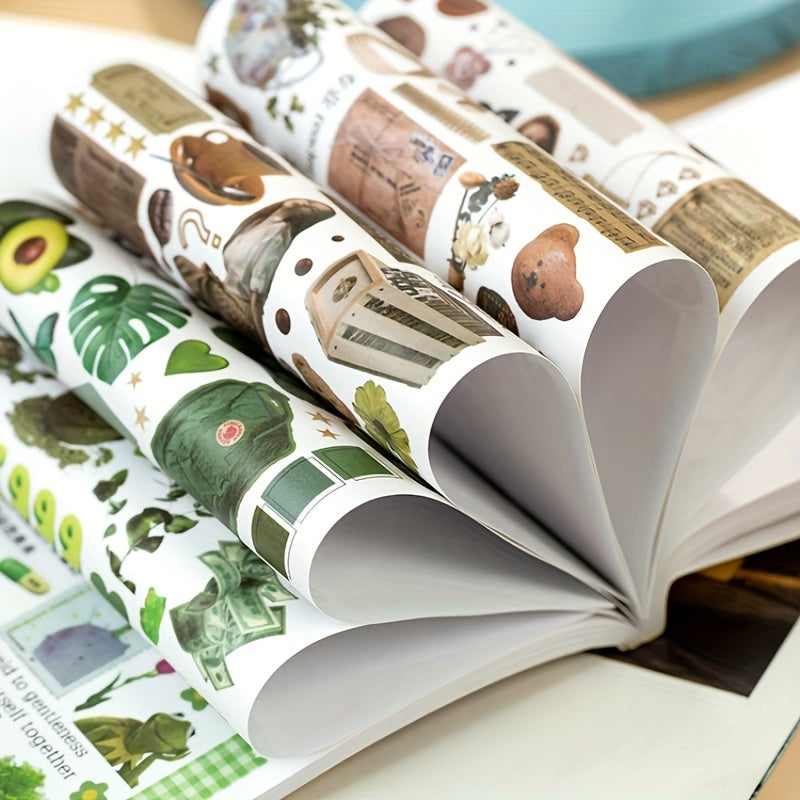 50 Retro Magazine Glitter Cartoon Stickers for Scrapbooking Journals