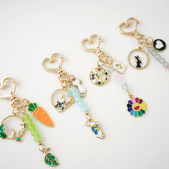 Cartoon Rabbit Radish Keychain for Girls Couple Phone Lanyard Bag Pendant