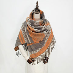 Boho Rhombus Tassel Long Scarf Geometric Print Vintage Shawl