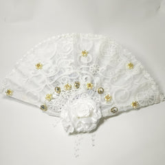 Royal Style Floral Wedding Hand Fan with Rhinestones Bridal Accessory