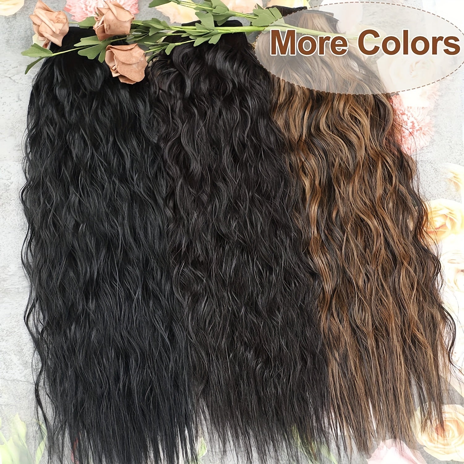 4pcs Curly Wavy Hair Extensions 50 8 Cm Long Synthetic Double Weft Blends Well