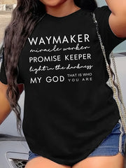 Faith Quote Print Crew Neck Graphic T shirt Short Sleeve Tee Women's Tops