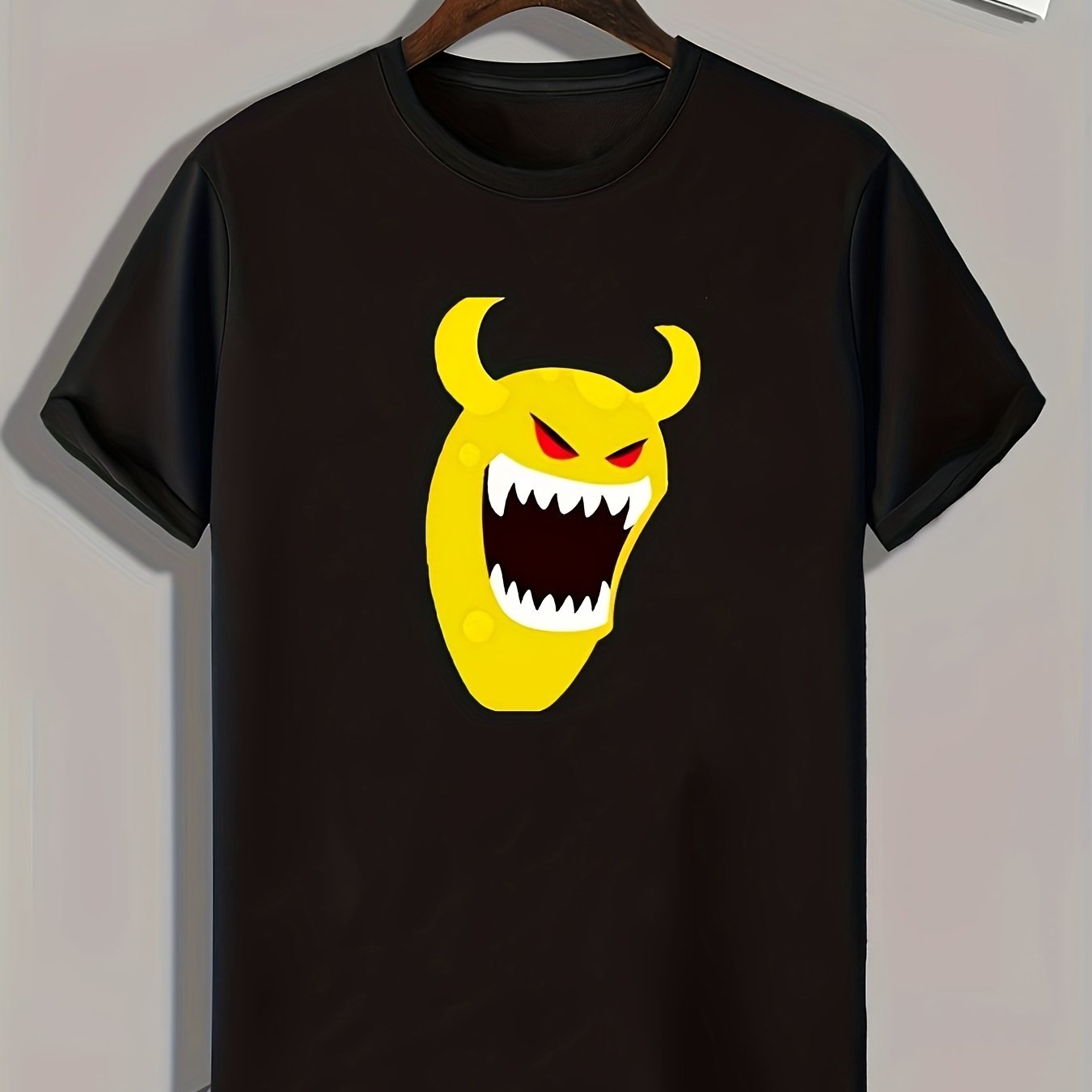 Monster Print Men's Sports T-shirt Graphic Tee for Fitness Activities