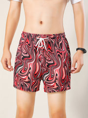 Men's Abstract Graphic Shorts Casual Mid Stretch Drawstring Board Shorts